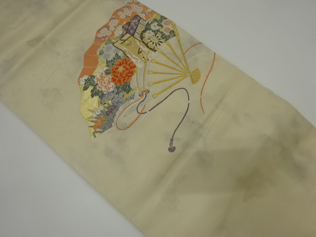 JAPANESE KIMONO / VINTAGE NAGOYA OBI / WOVEN CARRIAGE & FLOWER